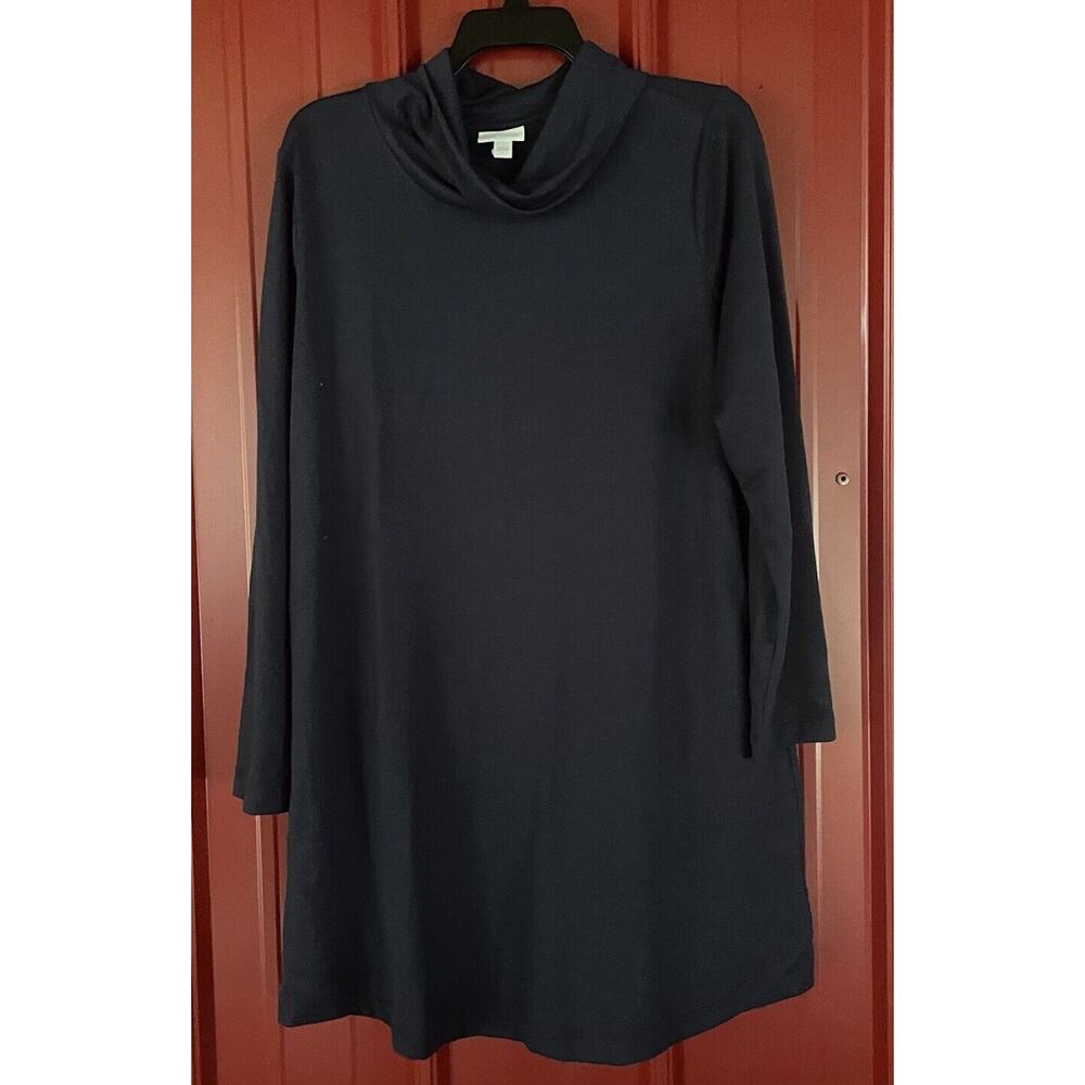 J Jill Pure Jill Dress Luxe Lyocell Tunic Cowl Neck Long Sleeve Pockets Large
